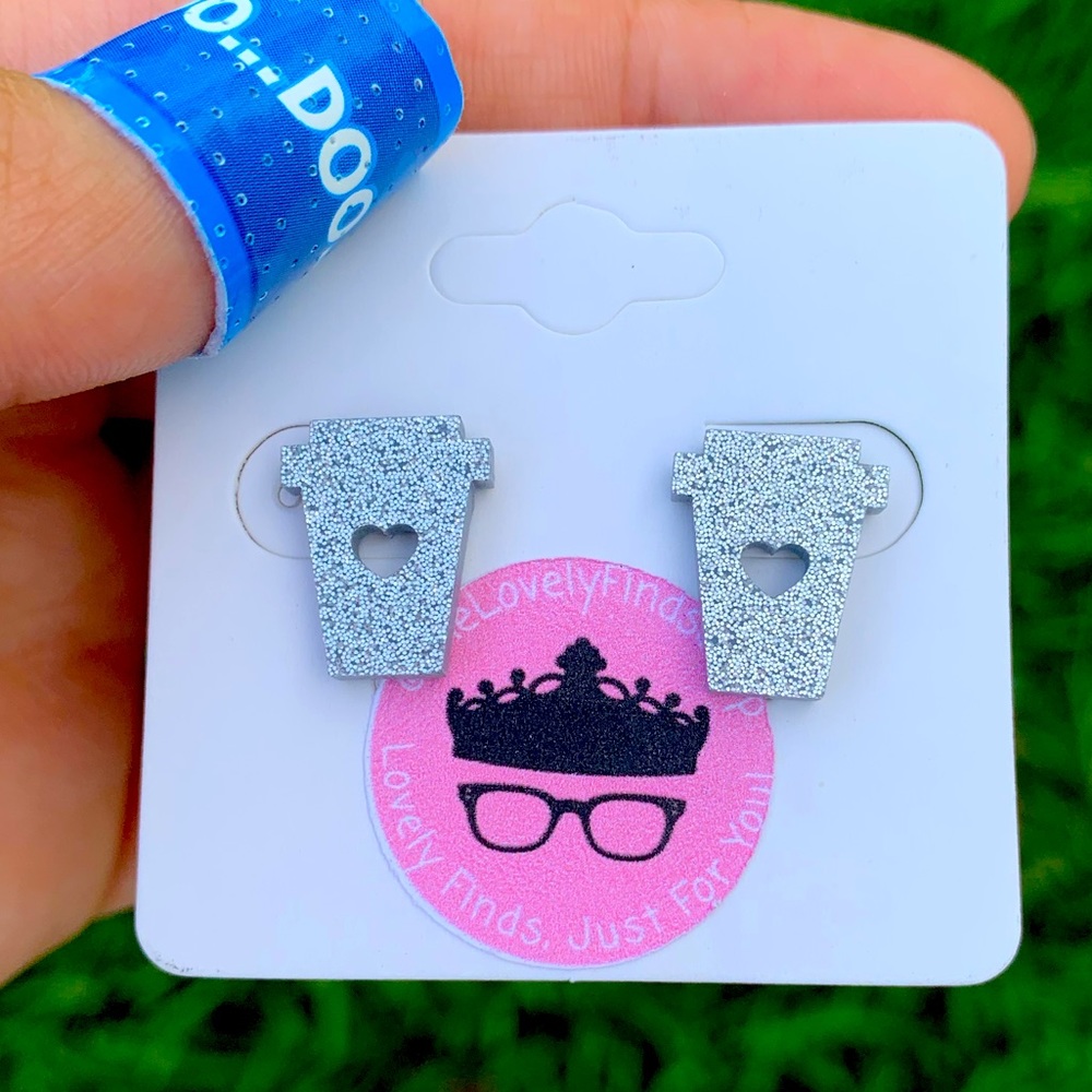 Glitter Coffee Cup earrings